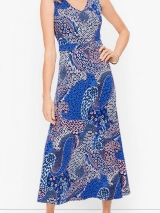 Talbots Dresses & Skirts - Talbots Sleeveless Paisley & Dot Maxi Dress - Blue & Pink